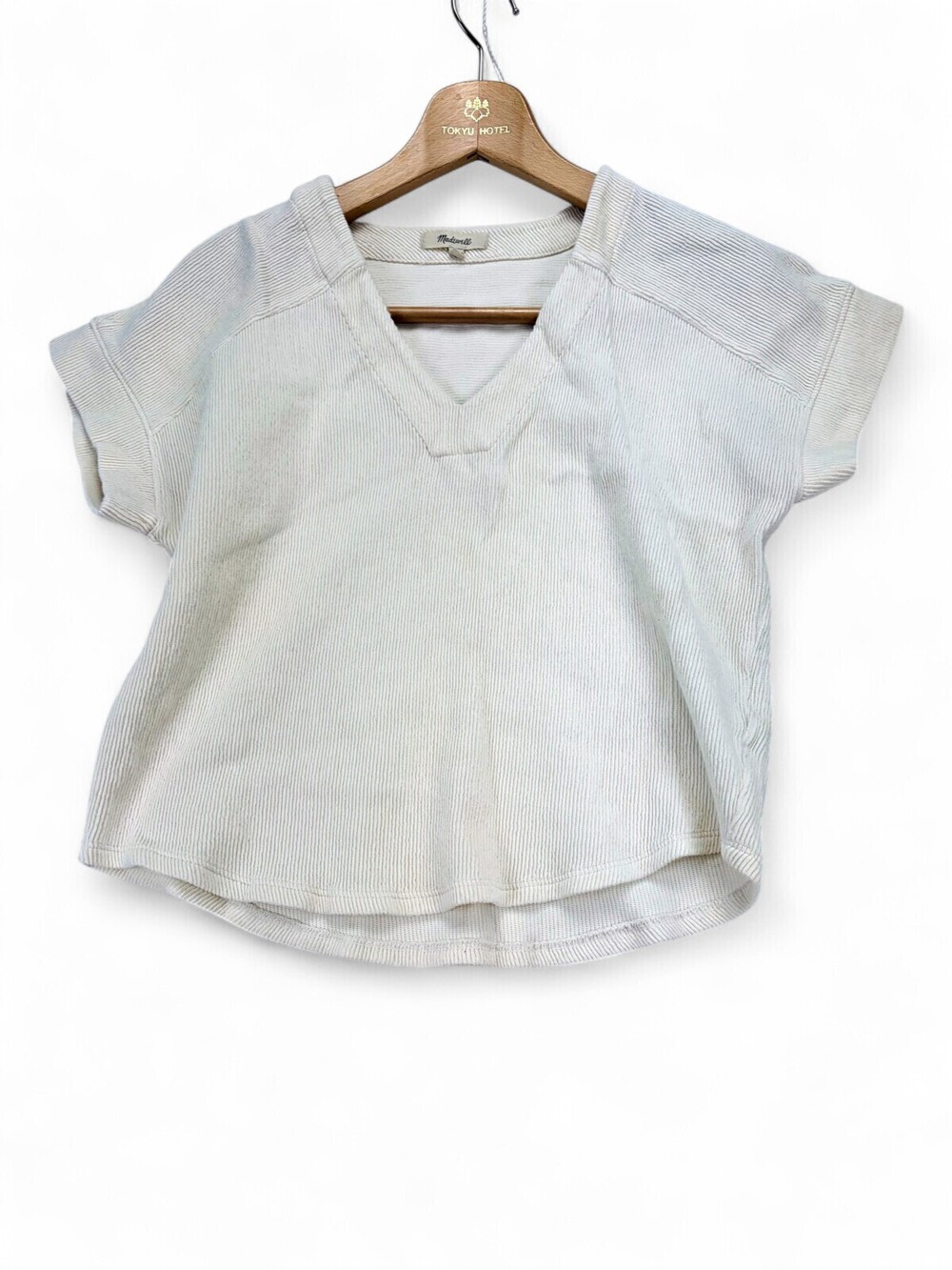 Madewell V-Neck Ribbed Cotton Short Sleeve Tee XS